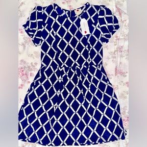 NWT Navy silk diamond print mini dress